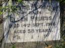 Ellen PRUESS, sister, died 14 Sept 1966 aged 58 years; Gleneagle Catholic cemetery, Beaudesert Shire 