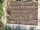 Johanna VICTORSEN, died 26 Oct 2003 aged 94 years; Gleneagle Catholic cemetery, Beaudesert Shire 