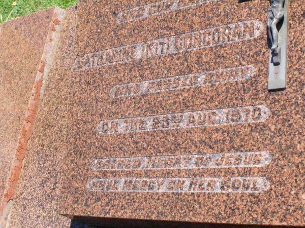 Catherine (Kit) CORCORAN,  | died 23 Aug 1970;  | Gleneagle Catholic cemetery, Beaudesert Shire  | 