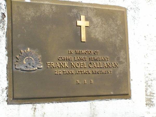 Frank Noel CALLANAN;  | Gleneagle Catholic cemetery, Beaudesert Shire  | 