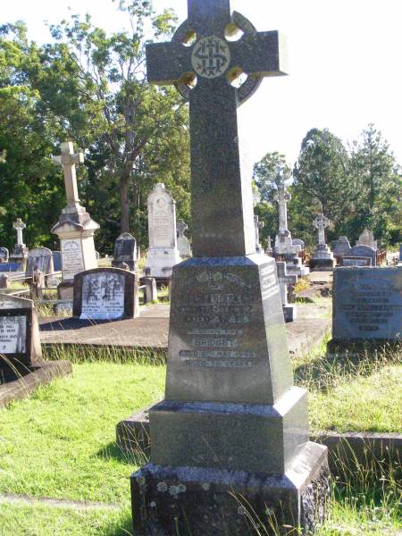 Denis BROLAN,  | died 7 Feb 1942 aged 79 years;  | Bridget, wife,  | died 6 May 1946 aged 90 years;  | Bridget, daughter,  | died 5 Oct 1907;  | William, son,  | died 29 June 1908;  | Gleneagle Catholic cemetery, Beaudesert Shire  | 