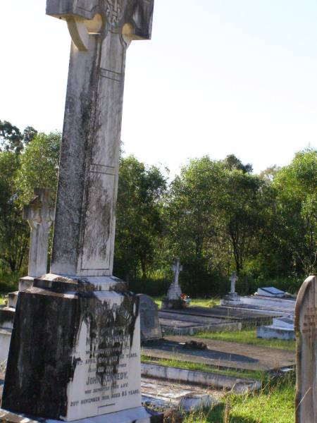 Mary KENNEDY, mother,  | died 11 April 1922 aged 80 years;  | John KENNEDY, father,  | died 29 Nov 1929 aged 85 years;  | Gleneagle Catholic cemetery, Beaudesert Shire  | 