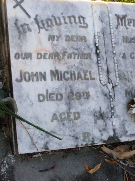 John Michael YORE,  | husband father grandfather,  | died 29 March 1980 aged 74 years;  | Gleneagle Catholic cemetery, Beaudesert Shire  | 
