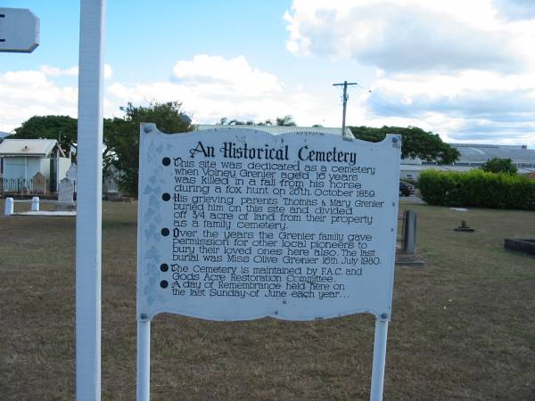 <a href= an-historical-cemetery.html >  | Click to read the sign</a>;  | God's Acre cemetery, Archerfield, Brisbane  | 