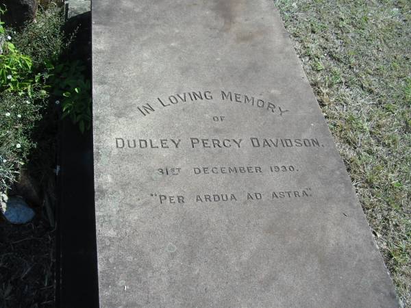 Dudley Percy DAVIDSON  | 31 Dec 1930  | God's Acre cemetery, Archerfield, Brisbane  | 