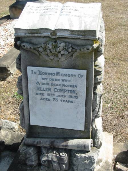 Ellen COMPTON  | 19 Jul 1925 aged 75  | God's Acre cemetery, Archerfield, Brisbane  | 