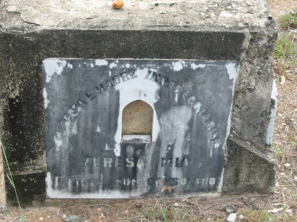 Teresa Mia 2 Marzo 1922 anni 45;  | Attilio COSTA;  | Goodna General Cemetery, Ipswich.  | 