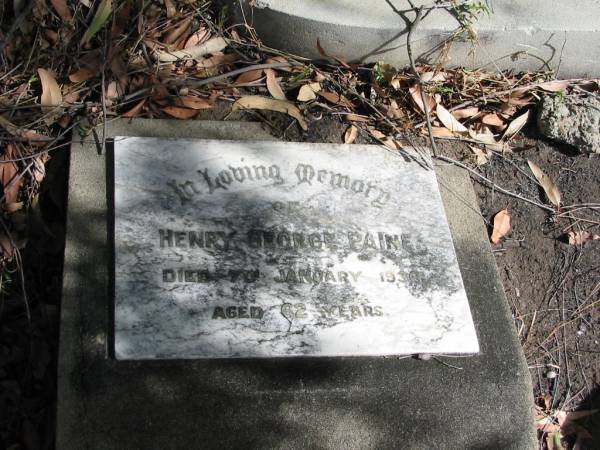 Henry George PAINE died 7 Jan 1936 aged 62 years;  | Goodna General Cemetery, Ipswich.  | 