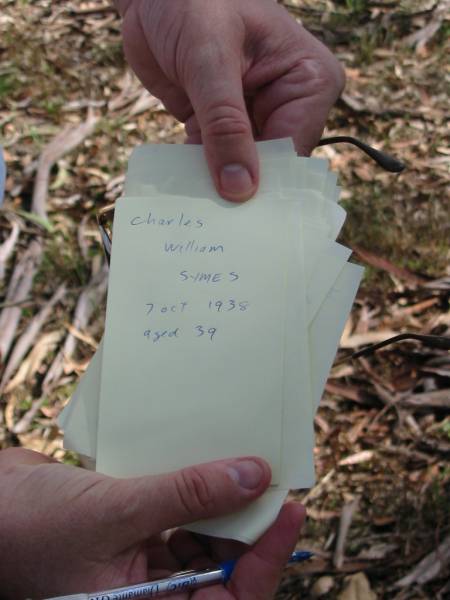 Charles William SYMES, died 7 Oct 1938 aged 39;  | Goodna General Cemetery, Ipswich.  | 