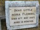 Mona FLEMING, died 8 May 1927 aged 13 months; Goomeri cemetery, Kilkivan Shire 