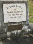 Samuel HARRISON, died 26 May 1931 aged 72 years; Elizabeth HARRISON (nee DENNIS), 1861 - 1949; Goomeri cemetery, Kilkivan Shire 