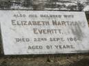 
Charles EVERITT,
husband father,
died 29 Jan 1940 aged 77 years;
Elizabeth Martha EVERITT,
wife,
died 22 Sept 1954 aged 91 years;
Goomeri cemetery, Kilkivan Shire
