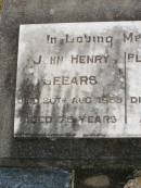 John Henry SEEARS, died 20 Aug 1955 aged 75 years; Florence Louise SEEARS, died 5 Nov 1958 aged 79 years; Goomeri cemetery, Kilkivan Shire 