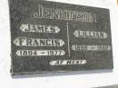 James Francis JENKINSON, 1894 - 1977; Lillian JENKINSON, 1898 - 1982; Goomeri cemetery, Kilkivan Shire 