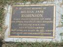 Melissa Jane ROBINSON, daughter sister, died 19 March 2004 aged 20 years 4 months; Goomeri cemetery, Kilkivan Shire 