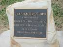 Jens Amhede SOES, born Denmark 28-11-1953, died Australia 16-2-2001, remembered by Shelly, Liam & Kristian; Goomeri cemetery, Kilkivan Shire 