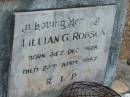 Lillian G. ROBSON, born 24 Dec 1878, died 22 April 1957; Goomeri cemetery, Kilkivan Shire 