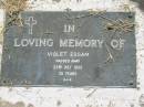 Violet ESSAM, died 23 July 1935 aged 35 years; Violet May MCGRATH, died 17 Jan 1990 aged 59 years; Goomeri cemetery, Kilkivan Shire 