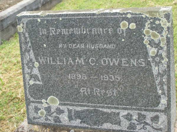 William C. OWENS,  | husband,  | 1898 - 1935;  | Goomeri cemetery, Kilkivan Shire  | 
