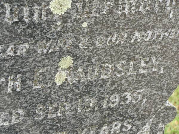 Edith E. MAUDSLEY,  | wife mother,  | died 19? Sept 1935 aged 57? years;  | Goomeri cemetery, Kilkivan Shire  | 