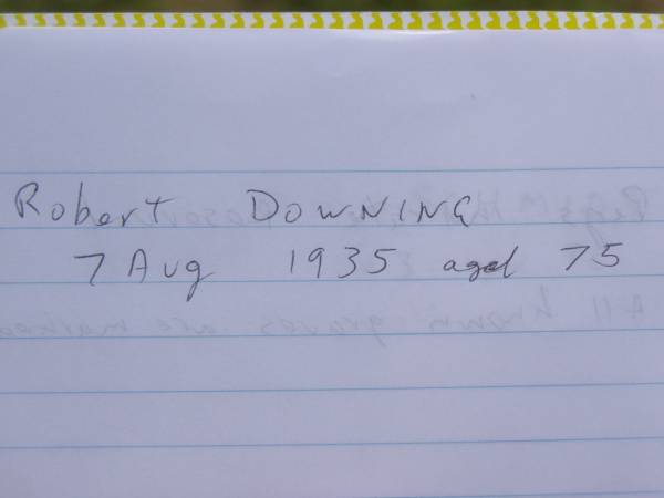 Robert DOWNING,  | died 7 Aug 1935 aged 75 years;  | Goomeri cemetery, Kilkivan Shire  | 