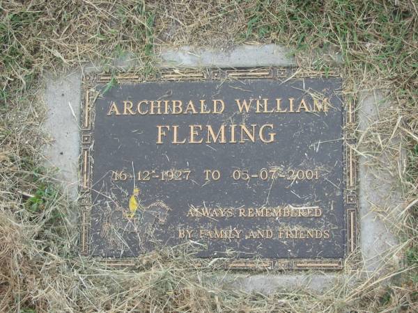 Archibald William FLEMING,  | 16-12-1927 - 05-07-2001;  | Goomeri cemetery, Kilkivan Shire  | 