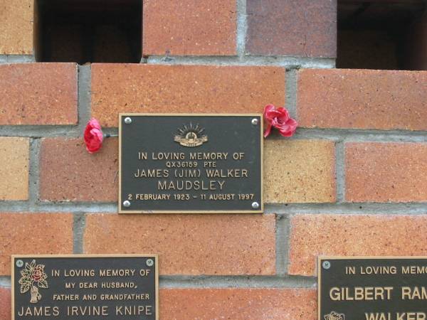 James (Jim) Walker MAUDSLEY,  | 2 Feb 1923 - 11 Aug 1997;  | Goomeri cemetery, Kilkivan Shire  | 