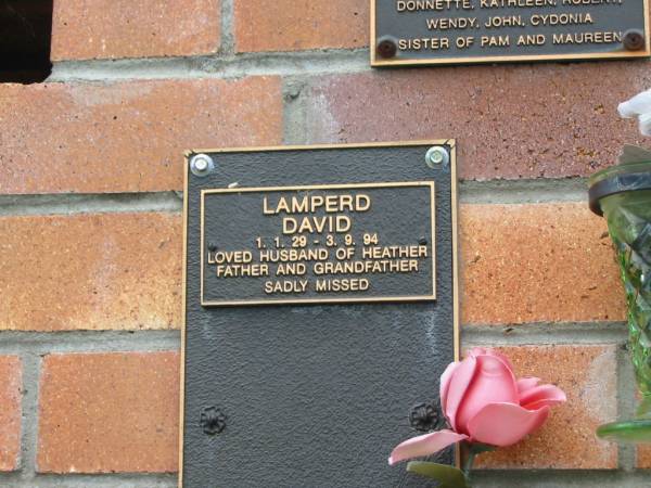 David LAMPERD,  | 1-1-29 - 3-9-94,  | husband of Heather,  | father grandfather;  | Goomeri cemetery, Kilkivan Shire  | 