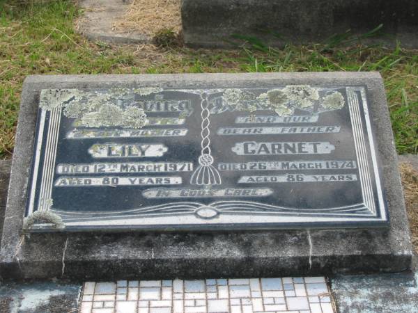 Lily MAUDSLEY,  | wife mother,  | died 12 March 1971 aged 80 years;  | Garnet MAUDSLEY,  | father,  | died 26 March 1974 aged 86 years;  | Goomeri cemetery, Kilkivan Shire  | 