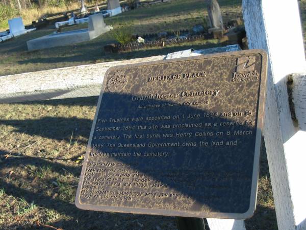 <a href= plaque.html >Click to read the plaque</a>;  | Grandchester Cemetery, Ipswich  | 
