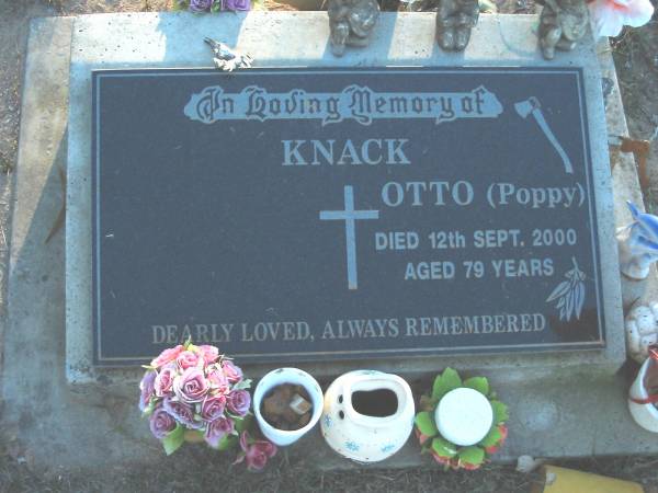 KNACK, Otto (Poppy),  | died 12 Sept 2000 aged 79 years;  | Grandchester Cemetery, Ipswich  | 