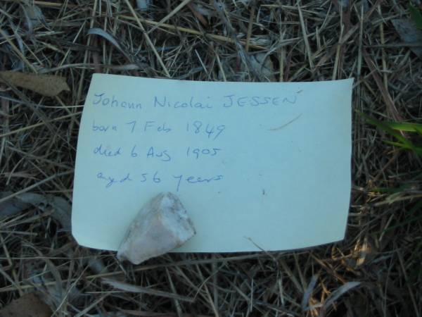 Johann Nicolai JESSEN,  | born 7 Feb 1849 died 6 Aug 1905 aged 56 years;  | Grandchester Cemetery, Ipswich  | 