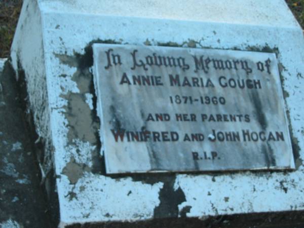 Annie Maria GOUGH, 1871 - 1960;  | Winifred and John HOGAN, parents;  | Grandchester Cemetery, Ipswich  | 