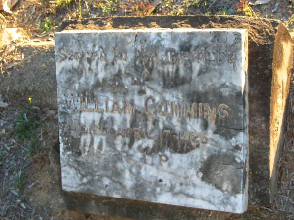 William CUMMINGS,  | died 17 April 1925;  | Grandchester Cemetery, Ipswich  | 