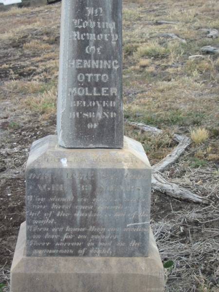 Henning Otto MOLLER,  | husband of Matilda MOLLER,  | died 24 April 1906 aged 33 years;  | Greenmount cemetery, Cambooya Shire  | 