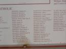 
table style="text-align: left; width: 100%;" border="1" cellpadding="2"
cellspacing="2"
tbody
tr
th style="vertical-align: top;"Namebr
th
th style="vertical-align: top;"Location sup+supbr
th
tr
tr align="center"
td colspan="2" rowspan="1" style="vertical-align: top;"Roman
Catholicbr
td
tr
tr
td style="vertical-align: top;"GOODWIN, Margaretbr
td
td style="vertical-align: top;"39br
td
tr
tr
td style="vertical-align: top;"HACKETT, Edwardbr
td
td style="vertical-align: top;"21br
td
tr
tr
td style="vertical-align: top;"HACKETT, Elizabethbr
td
td style="vertical-align: top;"21br
td
tr
tr
td style="vertical-align: top;"HACKETT, Thomasbr
td
td style="vertical-align: top;"21br
td
tr
tr
td style="vertical-align: top;"HEELAN, Helena Agnes Maybr
td
td style="vertical-align: top;"36br
td
tr
tr
td style="vertical-align: top;"JONES, Arthurbr
td
td style="vertical-align: top;"28br
td
tr
tr
td style="vertical-align: top;"JONES, Georgebr
td
td style="vertical-align: top;"28br
td
tr
tr
td style="vertical-align: top;"JONES, Mariabr
td
td style="vertical-align: top;"28br
td
tr
tr
td style="vertical-align: top;"JONES, Mary Annbr
td
td style="vertical-align: top;"28br
td
tr
tr
td style="vertical-align: top;"LEVERMAN, Elizabethbr
td
td style="vertical-align: top;"44br
td
tr
tr
td style="vertical-align: top;"MAHONEY, James Josephbr
td
td style="vertical-align: top;"14br
td
tr
tr
td style="vertical-align: top;"MALONEY, Ada Agnesbr
td
td style="vertical-align: top;"31br
td
tr
tr
td style="vertical-align: top;"MALONEY, Matilda Hannahbr
td
td style="vertical-align: top;"30br
td
tr
tr
td style="vertical-align: top;"MALONEY, Patrickbr
td
td style="vertical-align: top;"32br
td
tr
tr
td style="vertical-align: top;"McCARTNEY, Marybr
td
td style="vertical-align: top;"45br
td
tr
tr
td style="vertical-align: top;"McCARTNEY, Thomasbr
td
td style="vertical-align: top;"45br
td
tr
tr
td style="vertical-align: top;"McCLUSKEY, Catherinebr
td
td style="vertical-align: top;"25br
td
tr
tr
td style="vertical-align: top;"McCLUSKEY, Matthewbr
td
td style="vertical-align: top;"26br
td
tr
tr
td style="vertical-align: top;"McDONNELL, Charles Jamesbr
td
td style="vertical-align: top;"6br
td
tr
tr
td style="vertical-align: top;"McDONNELL, Ellenbr
td
td style="vertical-align: top;"5br
td
tr
tr
td style="vertical-align: top;"McDONNELL, Francis Austinbr
td
td style="vertical-align: top;"6br
td
tr
tr
td style="vertical-align: top;"McDONNELL, Johnbr
td
td style="vertical-align: top;"5br
td
tr
tr
td style="vertical-align: top;"McDONNELL, Mary Ellenbr
td
td style="vertical-align: top;"6br
td
tr
tr
td style="vertical-align: top;"McDONNELL, Michael Josephbr
td
td style="vertical-align: top;"6br
td
tr
tr
td style="vertical-align: top;"McCAGH, Bridgetbr
td
td style="vertical-align: top;"29br
td
tr
tr
td style="vertical-align: top;"McCAGH, Jamesbr
td
td style="vertical-align: top;"29br
td
tr
tr
td style="vertical-align: top;"MURPHY, Ellenbr
td
td style="vertical-align: top;"4br
td
tr
tr
td style="vertical-align: top;"MURPHY, Jeremiahbr
td
td style="vertical-align: top;"4br
td
tr
tr
td style="vertical-align: top;"MURPHY, Jeremiahbr
td
td style="vertical-align: top;"4br
td
tr
tr
td style="vertical-align: top;"MURPHY, Michaelbr
td
td style="vertical-align: top;"4br
td
tr
tr
td style="vertical-align: top;"OSBORNE, Johnbr
td
td style="vertical-align: top;"15br
td
tr
tr
td style="vertical-align: top;"PEARSON, Henrietta Alicebr
td
td style="vertical-align: top;"22br
td
tr
tr
td style="vertical-align: top;"PEREJUAN, Ann Mariabr
td
td style="vertical-align: top;"34br
td
tr
tr
td style="vertical-align: top;"PEREJUAN, Johnbr
td
td style="vertical-align: top;"33br
td
tr
tr
td style="vertical-align: top;"PEREJUAN, Louis Vincentbr
td
td style="vertical-align: top;"10br
td
tr
tr
td style="vertical-align: top;"PEREJUAN, Mary Amelia Annbr
td
td style="vertical-align: top;"11br
td
tr
tbody
table
Greenough Pioneer Cemetery, WA
