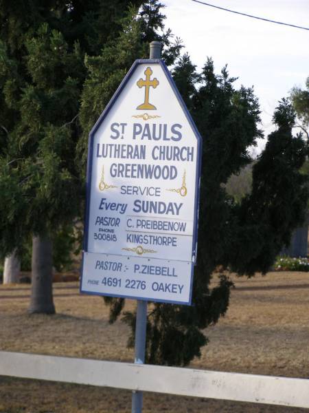 Greenwood St Pauls Lutheran cemetery, Rosalie Shire  | 