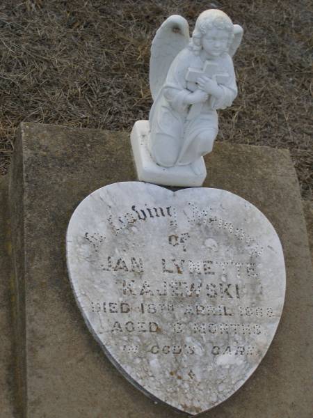 Jan Lynette KAJEWSKI,  | died 18 April 1968 aged 6 months;  | Greenwood St Pauls Lutheran cemetery, Rosalie Shire  | 