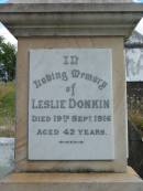 Leslie DONKIN
19 Sep 1916
aged 42
St Matthews (Anglican) Grovely, Brisbane