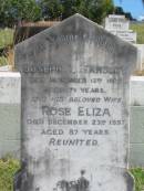 
Joseph L TANSLEY
13 Nov 1926
aged 71

wife
Rose Eliza
23 Dec 1957
aged 87

St Matthews (Anglican) Grovely, Brisbane

