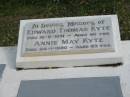 Edward Thomas KYTE
16-8-1951
60 yrs
Annie May KYTE
24-1-1980
83 yrs
St Matthews (Anglican) Grovely, Brisbane