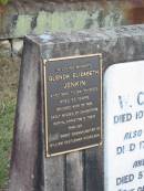 
W Castleman NICHOLSON
10 Jun 1908
76 yrs

step daughter Kate
17 Oct 1891
aged 26

wife Elizabeth
5 Dec 1928
aged 80

Glenda Elizabeth JENKIN
4-5-1940 to 24-10-2003
aged 63
(wife Ron,
Daughters Keryn, Christine
great granddaughters of William Castleman Nicholson)

St Matthews (Anglican) Grovely, Brisbane
