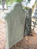 
James FURNIVAL G.E.
D: 13 Dec 1875
aged 62 yrs

(wife)
Mary Grace
d: 16 Dec 1877
aged 47 yrs

(daughter)
Harriet Last FURNIVAL

St Matthews (Anglican) Grovely, Brisbane
