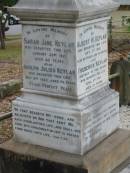 
Albert W KEYLAR
7 Oct 1912
aged 22 yrs 10 mths

brother
Frederick KEYLAR
9 Apr 1909
aged 29

Sarah Grace KEYLAR
7 Jun 1959

Edward KEYLAR
30 Dec 1879
aged 1 yr 9 mths

brother
William F KEYLAR
26 Mar 1887
aged 1 yr 7 mths

Sarah Jane KEYLAR
23 Jan 1921
aged 63 yrs

Adolph Julius KEYLAR
2 May 1924
aged 73

St Matthews (Anglican) Grovely, Brisbane
