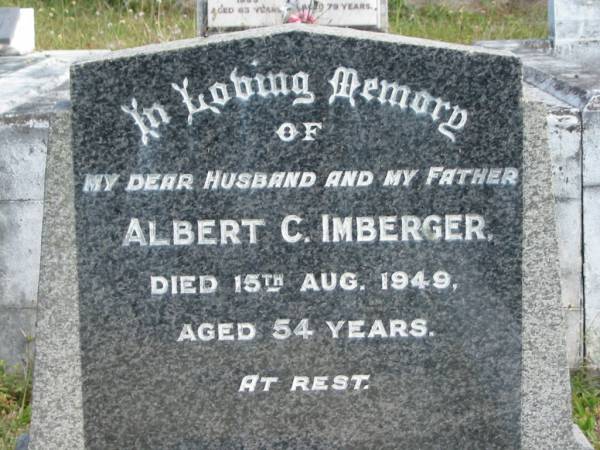 Albert C IMBERGER  | 15 Aug 1949  | aged 54  |   | St Matthew's (Anglican) Grovely, Brisbane  | 