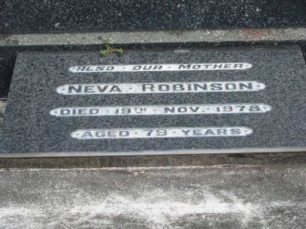 Neva ROBINSON  | 19 Nov 1978  | 79 yrs  |   | St Matthew's (Anglican) Grovely, Brisbane  | 