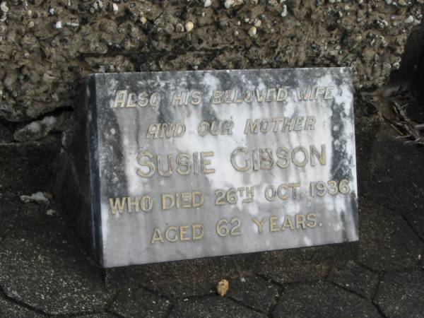 Susie GIBSON  | 26 Oct 1936  | aged 62  |   | St Matthew's (Anglican) Grovely, Brisbane  | 