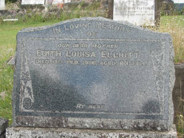 Edith Louisa ELLIOTT  | 13 Feb 1936  | 80 yrs  |   | St Matthew's (Anglican) Grovely, Brisbane  | 