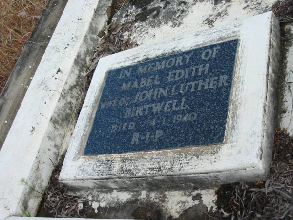 Mabel Edith  | wife of John Luther  | BIRTWELL  | 4-1-1940  |   | St Matthew's (Anglican) Grovely, Brisbane  | 