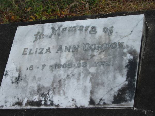 Eliza Ann GORDON  | 16-7-1908  | 58 yrs  |   | St Matthew's (Anglican) Grovely, Brisbane  | 